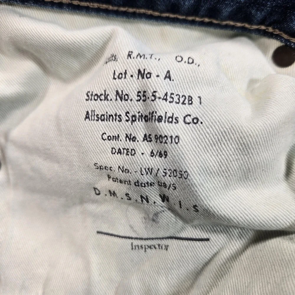 AllSaints Spitalfields Jeans Mens 30x23 (tag 30) Blue Fife Higgins Straight